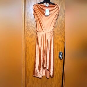A.L.C Jasmine draped pintucked hammered-satin midi dress size US 6
